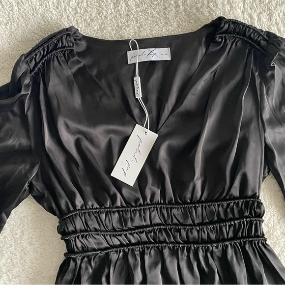 Petal & Pup Black Rowen Long Sleeve Maxi Dress Small Polyester Romantic - Picture 5 of 12